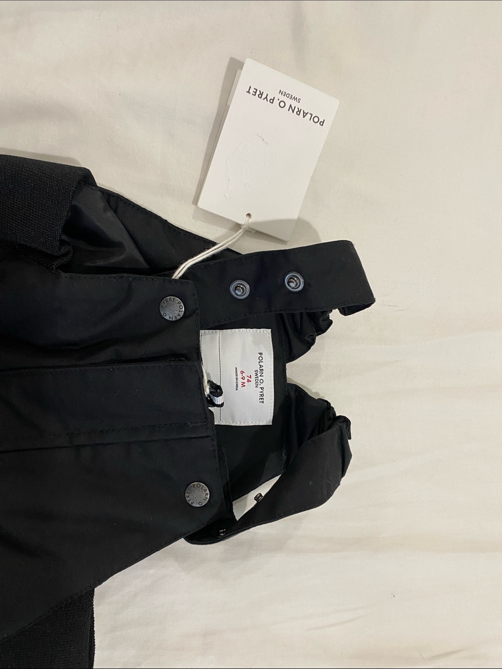Polarn O. Pyret Black Waterproof Infant Snow Bib — image 2 of 5